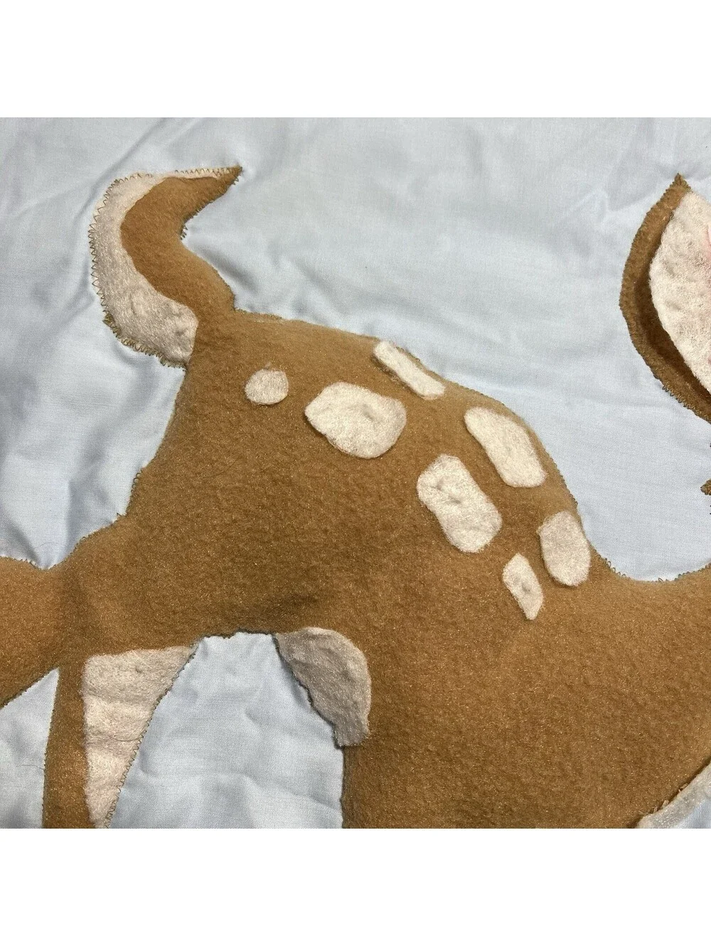 Vintage Disney Bambi and Thumper Felt Baby Quilt Blanket Wall Hanging 35” x 56”
